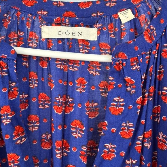 Doen Blue Dress with Red Flowers Size S - Picture 3 of 5